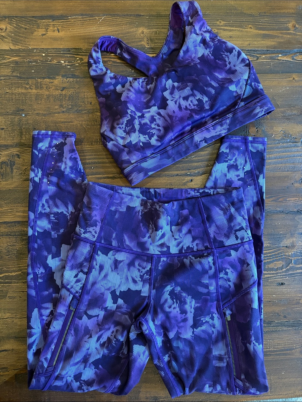 Athleta rainier purple bra and leggings set